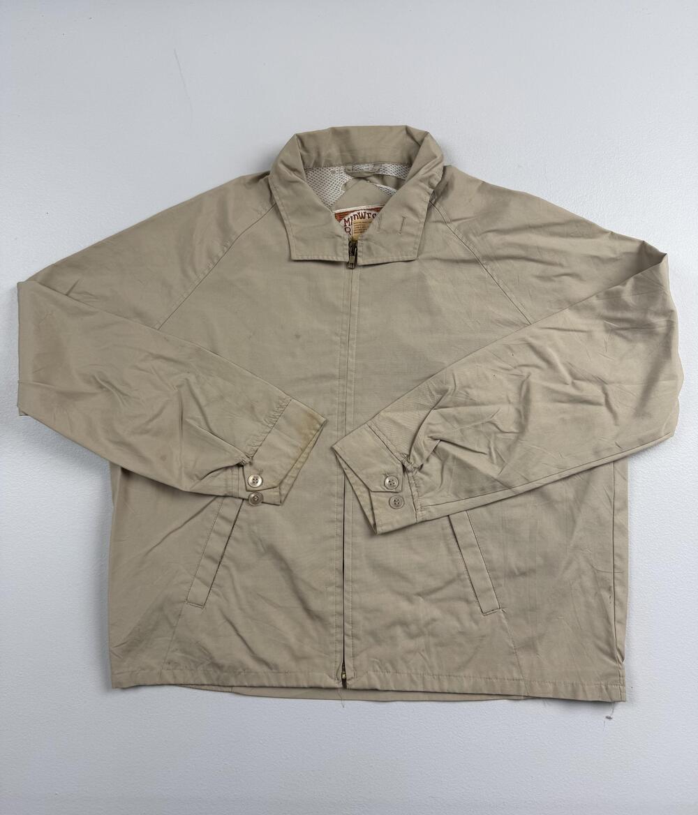 Midwest Traders Jacket Mens Large Beige Windbreaker Full Zip Lined Outdoor Read